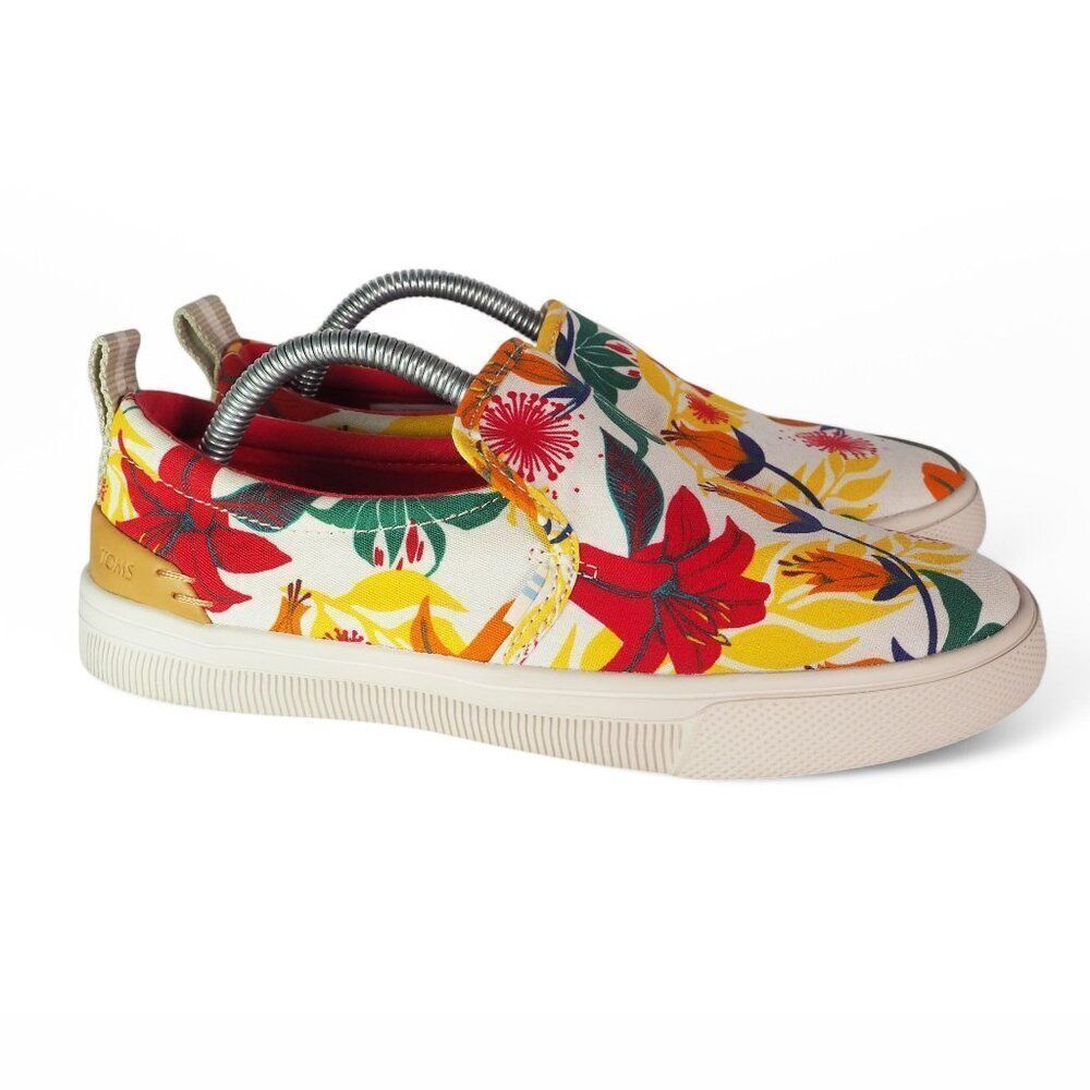 Toms TRVL Lite Floral Print Slip-on Casual Sneakers White Multicolor Women's 5.5 - Picture 4 of 11